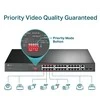 Šakotuvas TP-LINK 26 prievadų 10/100Mbps PoE+ jungiklis 24 10/100Mbps PoE+ prievadai 2 Gigabit RJ45 prievadai 2 Combo SFP lizdai 802.3at/af 250W PoE