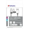Verbatim 48869 USB kabelis 1 m USB A Micro-USB B/Lightning Aliuminis, Pilka