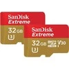 Atminties kortelės SanDisk Extreme Micro SDHC 32GB, 2 vnt., su adapteriu