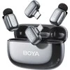 BOYA belaidis mikrofonas „Mini 2-01“ 2,4 GHz, su dirbtinio intelekto valdomu triukšmo slopinimu, 2 siųstuvais ir 2 imtuvais („Type-C“ ir „Lightning“), pilkos spalvos, ES