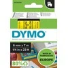 Dymo label spausdintuvas tape D1 6mmx7m, juodas/yellow