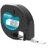 Dymo label spausdintuvas tape LetraTag Plastic 12mmx4m, juodas/baltas