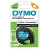 Dymo label spausdintuvas tape LetraTag Plastic 12mmx4m, juodas/transparent