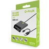 Kilimėlis D-Fruit ID card reader USB-A/USB-C DF174, juodas