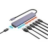 PLATINET medijos šakotuvas USB-C į 4 USB-C 3.2 GEN2 + 2 USB-A 3.2 GEN1 + 1 USB-C PD 100W 7IN1 ALIUMINIS [46236]