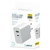 Įkroviklis Platinet QuickCharge Type-C+USB 2.4A (45W) baltas