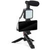 Universalus laikiklis Platinet VLOG 4in1 (mikrofonas; led; laikiklis) juodas