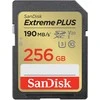 SanDisk Extreme PLUS 256 GB SDXC atminties kortelė + 2 metai RescuePRO Deluxe iki 190 MB/s ir 130 MB/s skaitymo / rašymo greitis, UHS-I, 10 klasė, U3, V30; EAN:619659189457