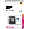 Silicon Power atminties kortelė Micro SDXC 64GB Superior Pro V30 + adapteris