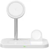 Belaidis magnetinis įkroviklis 3in1 15W telefonams su MagSafe, AirPods, Apple Watch Watch Tech-Protect QI15W A22 baltos spalvos