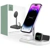 Belaidis magnetinis įkroviklis 3in1 15W telefonams su MagSafe, AirPods, Apple Watch Watch Tech-Protect QI15W A22 baltos spalvos