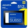 Kietasis diskas  ADATA Ultimate SU650 512 GB, SSD form factor 2.5", SSD sąsaja SATA 6Gb/s, Rašymo greitis 450 MB/s, Skaitymo greitis 520 MB/s