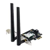 Asus PCE-AXE5400 "WiFi 6E PCI-E" adapteris su 2 išorinėmis antenomis. Palaiko 6 GHz dažnių juostą, 160 MHz, Bluetooth 5.2, WPA3 tinklo apsaugą, OFDMA ir MU-MIMO