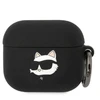 Apple AirPods 3 Karl Lagerfeld Silicone Choupette Head 3D ausinių dėklas juodos spalvos