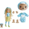 Mattel Čelsės „Cutie Reveal“ rinkinys, minkštutėlių kostiumų serija - meškutis + delfinas