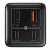 Baseus Sieninis įkroviklis GaN6 Pro 100W 2xUSB-A + 2xUSB-C QC PD su USB-C kabeliu 1m, juodas