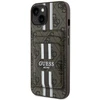 Dėklas Guess 4G Stripes su pinigine Magsafe iPhone 15 rudos spalvos