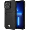 Dėklas Case BMW BMHCP14L22RSEPK iPhone 14 Pro 6.1" juodas/juodas Leather Card Slot