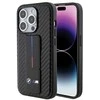 Apple iPhone 15 Pro BMW dėklas Grip Stand Smooth &amp; Carbon (BMHCP15LGSPCCK) juodos spalvos