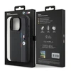 Dėklas BMW BMHCP15M23 PUPVK Apple iPhone 15 Plus 14 Plus 6.7″ juodos spalvos kietas dėklas Perforated Tricolor Line