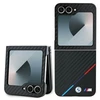 BMW M PU Carbon Tricolor Stripe Samsung Galaxy Z Flip6 dėklas telefonui juodos spalvos