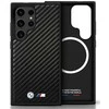 Dėklas BMW Leather Carbon MagSafe Samsung Galaxy S25 Ultra juodos spalvos