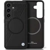 Dėklas BMW Leather Half Textured MagSafe Samsung Galaxy S25 juodos spalvos