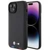 Dėklas BMW BMHCP15M22PTDK Apple iPhone 15 Plus / 14 Plus 6.7″ juodos spalvos Leather Stamp Tricolor