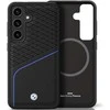 Dėklas BMW Leather Textured and Smooth MagSafe Samsung Galaxy S25 juodos spalvos