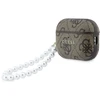 Guess PU 4G Classic Logo Pearl Strap dėklas skirtas Apple AirPods Pro 3 rudos spalvos