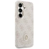 Guess PU Leather 4G Strass Logo Gold Frame Magnetic dėklas skirtas Samsung Galaxy S26 rožinės spalvos