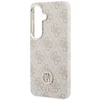 Guess PU Leather 4G Strass Logo Gold Frame Magnetic dėklas skirtas Samsung Galaxy S26 rožinės spalvos