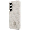 Guess PU Leather 4G Strass Logo Gold Frame Magnetic dėklas skirtas Samsung Galaxy S26 rožinės spalvos
