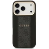 GUESS dėklas, skirtas IPHONE 17 Pro, suderinamas su MagSafe GUHMP17LPG4SEMCK (PU su 4G juostele), juodas