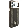 Dėklas Guess Case for IPHONE 18 Pro/17 Pro compatible with MagSafe (Stripe Round and Classic Logos 4G) ruda