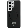 Dėklas Guess Embossed Ring Triangle Logo MagSafe Samsung Galaxy S26 Ultra juodos spalvos
