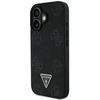 Dėklas Guess Grained Hot Stamp Peony Triangle Logo MagSafe Apple iPhone 16 juodos spalvos