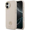 GUESS dėklas, skirtas IPHONE 17, suderinamas su „MagSafe“ GUHMP17SPGCRMDEP (PU su grūdėtu juodu logotipu), rožinis