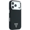 Guess Grained Triangle Logo MagSafe dėklas, skirtas iPhone 17 Pro Max / 18 Pro Max – Juoda
