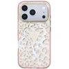 Dėklas Guess IML Leopard Glitter Triangle Logo MagSafe Case for iPhone 17 Pro Max / 18 Pro Max - Rožinė