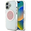 Dėklas Guess IML Metal Colored Circle Classic Logo MagSafe iPhone 16 rožinės spalvos