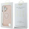 Guess IML Metal Glitter 4G Circle Triangle MagSafe dėklas iPhone 16 - rožinis