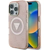Guess IML Metal Glitter 4G Circle Triangle MagSafe dėklas, skirtas iPhone 16 Pro Max - Rožinė
