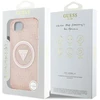 Guess IML Metal Glitter 4G Circle Triangle MagSafe dėklas iPhone 16e - rožinis