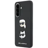 Karl Lagerfeld Liquid Silicone Metal Karl and Choupette dėklas skirtas Samsung Galaxy A37 juodos spalvos