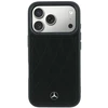 Dėklas Mercedes Leather Crossed Lines MagSafe, skirtas iPhone 18 Pro / 17 Pro, juodas