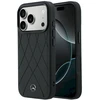 Dėklas Mercedes Leather Crossed Lines MagSafe, skirtas iPhone 18 Pro / 17 Pro, juodas