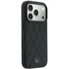 Dėklas Mercedes Leather Crossed Lines MagSafe, skirtas iPhone 18 Pro / 17 Pro, juodas