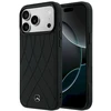 Dėklas Mercedes Leather Crossed Lines MagSafe, skirtas iPhone 18 Pro Max / 17 Pro Max, juodas