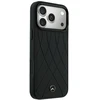 Dėklas Mercedes Leather Crossed Lines MagSafe, skirtas iPhone 18 Pro Max / 17 Pro Max, juodas